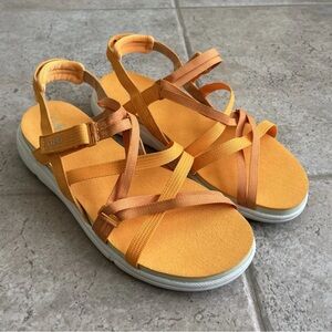 Ryka Women Sz 8 M Mirasa Straps Orange Slingback Open Toe Summer Sandal